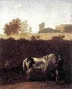 Karel Dujardin Italian Landscape with Herdsman and a Piebald Horse oil painting on canvas